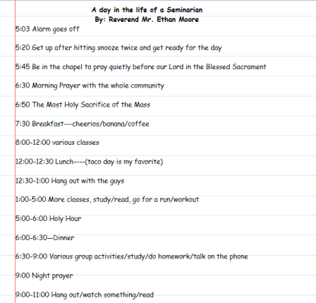 A day in the life of a seminarian