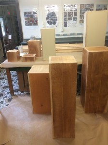 The display boards and pedestals that will be used for display before painting